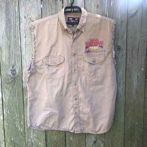 V-Twin Motorcycle Apparel Sleeveless Khaki Shirt